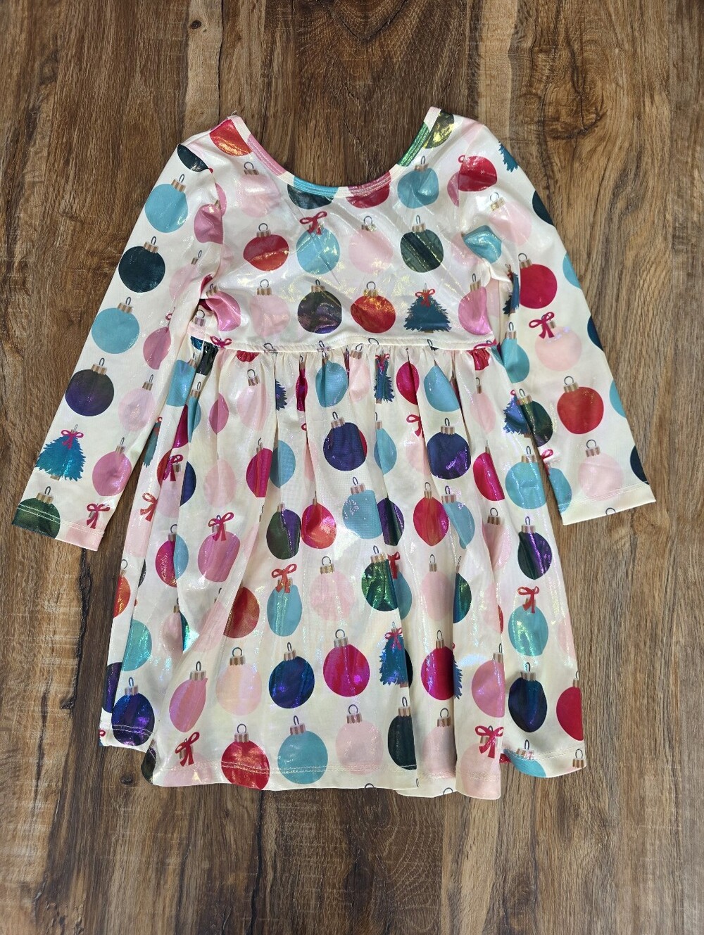 Pink Chicken Girls Holiday Ornament Print Dress Size 3